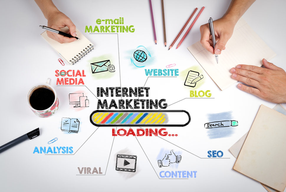 internet marketing, technology and advertising concept